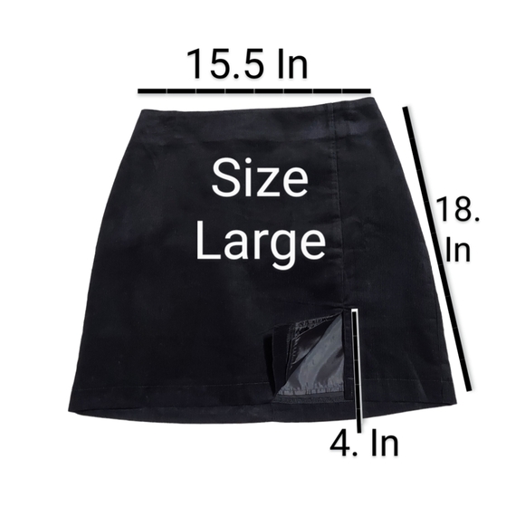 Timing, corduroy mini skirt womens Sz. S.M.L. black slit zipper new high waisted - Picture 8 of 15